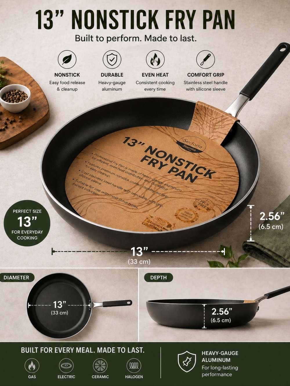 Sedona Pro Chef Edition 13" Everyday Nonstick Sauté Fry Pan